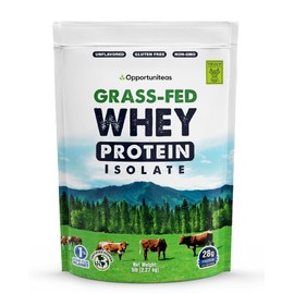 Opportuniteas Grass Fed Whey Isolate Protein Powder – Unflavored, Heavy-Metal Tested, 28g Protein, Sourced from Ireland, Hormone-Free, Non-GMO, Packaged in USA – 5lb