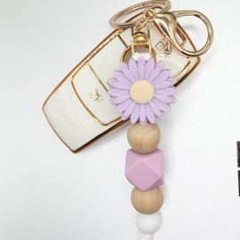 MyfavoriteK Flower Keychain Cute Silicone Beaded Keychain for Women Charms for Car Keys Holder Bag Purse