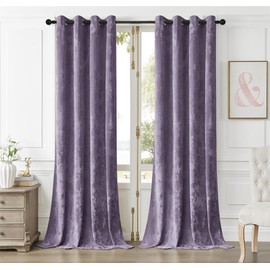 SMILETIME Lilac Purple Crushed Velvet Curtains 52x90 inch Luxurious Thermal Insulated Soundproof Drapes for Living Room Bedroom Office Soft and Durable Light-Filtering Window Treatments, 2 Panels