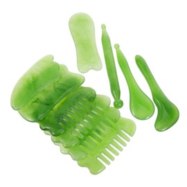 Ipetboom 1 Set Scrape Massage Beauty Stick Set Body Face Muscle Skin Facial Board Scraping Jade Tools Scraper Fascia Tool Scalp Massage Tool Tool Green