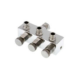 Master Airbrush 3-Way Metered Airbrush Manifold - Individual Airflow Control - 1/4" BSP Inlet, 3x 1/8" BSP Outlets