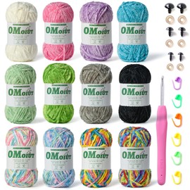 12 Pack Multicolored Plush Chenille Yarn，Velvet Baby Blanket Yarn for Crocheting Soft ，(1200 g/42.3 oz，1440 m/1574 yds Fluffy Amigurumi Crochet Yarn Set B