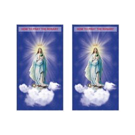 Two How to Pray The Rosary Trifold Instructions Pocket Holy Cards with Hail Mary, Our Father Prayers, Apostle's Creed