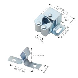 Cionyce 12 Pack Double Roller Catch with Spear, Heavy Duty Cabinet Closet Doors Roller Catch Latch for Cabinet Cupboard Closet Doors (Silver)