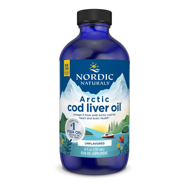 Nordic Naturals Arctic Cod Liver Oil, Unflavored - 8 oz - 1060 mg Total Omega-3s with EPA & DHA - Heart & Brain Health, Healthy Immunity, Overall Wellness - Non-GMO - 48 Servings