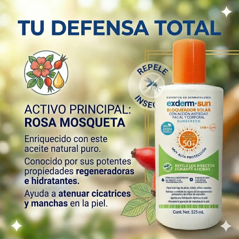 Exderm Bloqueador Solar Con Repelente Insectos Fps 50 125ml