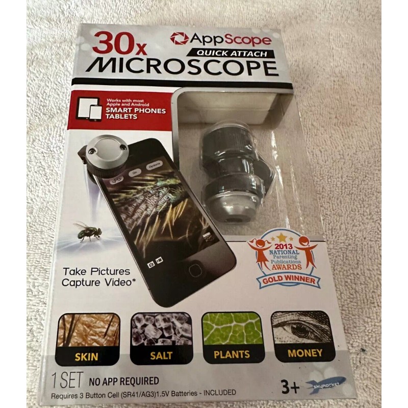 NIB AppScope Quick Attach 30x Microscope for PHONES and Tablets