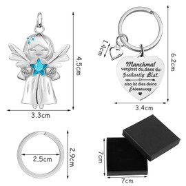 CYUaoao Guardian Angel Keyring with Gemstones and Star Du bist großartig Engraving Gift for Women Inspirational Gift Idea Blue