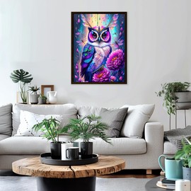 GHHKUD 5D Diamond Painting Kits for Adults, Owl Diamond Art Kits for Beginners, DIY Full Drill Diamond Art Stitch, Diamond Art Canvas Painting Pictures for Home Wall Decor, 30 * 40CM