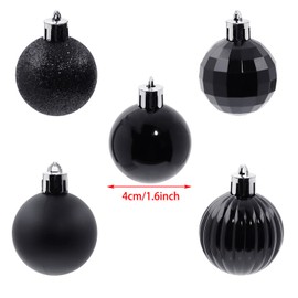 Penta Angel Christmas Ball Ornaments 30Pcs Xmas Tree Decoration Hanging Balls for Indoor Outdoor Holiday Birthday Wedding Party Decoration (4cm, Black)