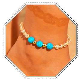 Jovono Boho Turquoise Anklet Beads Ankle Bracelet Chains Beach Foot Jewellery for Women and Girls, Paper