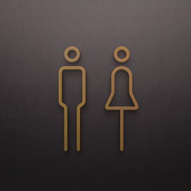 Tocone Acrylic Toilet Sign Toilet Bathroom Door Sticker Sign Symbol Man and Woman Main Decoration (Gold)