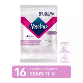 Nosotras Daily Sensisti V Feminine Wipes, Odor Control, 16 Count
