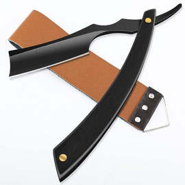 M&LD Cut Throat Razor Kit Single Edge Razor Blades Straight Cut Throat Razors for Shaving Stainless Steel Cut Throat Razor with Leather Sharpener for Barber Home & Salon Straight Razor Gifts for Men