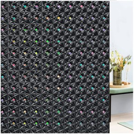 Windimiley Blackout Window Privacy Film: Darkening Room Window Tint 100% Light Blocking Black Out for Glass Window Cling Sun Blocking 3D Prism Rainbow Decorative Stickers Heat Blocking,23.6x78.7in