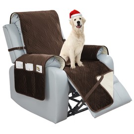 BOCTOPUG Velvet Recliner Chair Cover 23 Inches Sofa Slipcover Waterproof Recliner Slipcover Reversible Sofa Cover Water Resistant Couch Cover for Dogs Pets (Brown, 23")