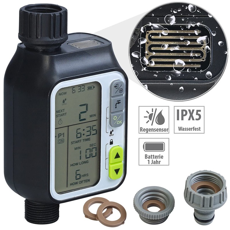 Royal Gardineer Rain Sensor Irrigation: Digital Irrigation Computer with Display