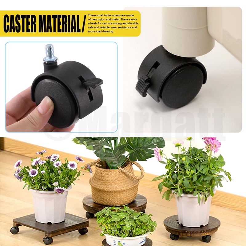 Mardatt 4Pcs 2 Inch Nylon Swivel Caster Wheel with Brake,