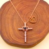 Uloveido Religious Heart Cross Necklace for Women 100 Languages Cubic