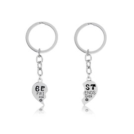ShiQiao Spl Best Friends Forever Keychain Charm Key Ring Broken Heart-shaped Puzzle BFF Friendship Best Friends Gifts Matching Keychain Birthday Christmas Gifts
