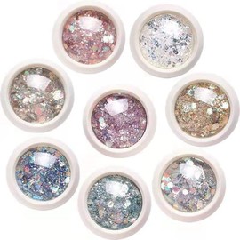 Nail Sequins, 8 Colors Chunky Body Face Glitter for Body, Hair, Nail, Art Craft, Mixed Makeup Palette