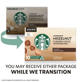 Starbucks Medium Roast K-Cup Coffee Pods — Hazelnut for Keurig Brewers — 6 boxes (60 pods total)