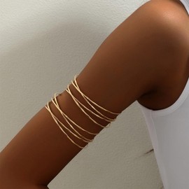 Arm Cuff Jewelry for Women Minimalist Gold Arm Cuff Upper Arm Gold Bangle Bracelets Greek Goddess Silver Chunky Cuff Bangle Bracelets Adjustable Armband Armlet for Wedding Jewelry Gifts