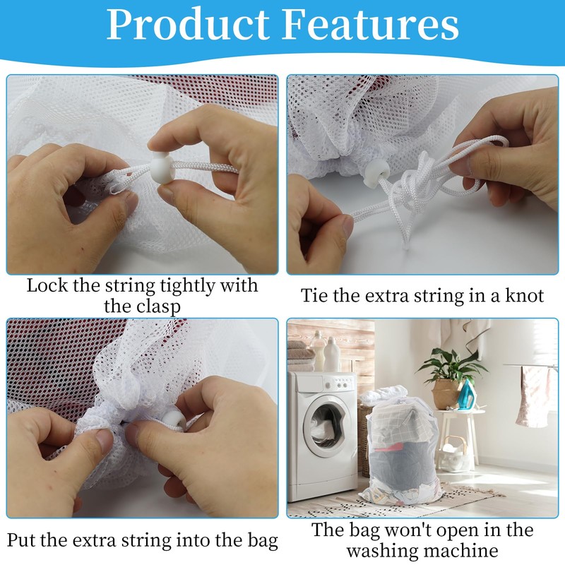 2 Pack Extra Large Mesh Laundry Bag with Drawstring, Washing