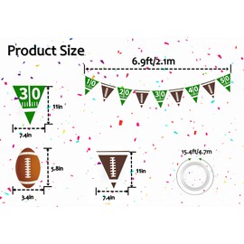 Football Party Decoration Banner Football Hanging Garland Large Football Triangle Flags with Football Paper Banner for Football Birthday Party Decorations Game Day Tailgate Party Supplies（6Pcs）