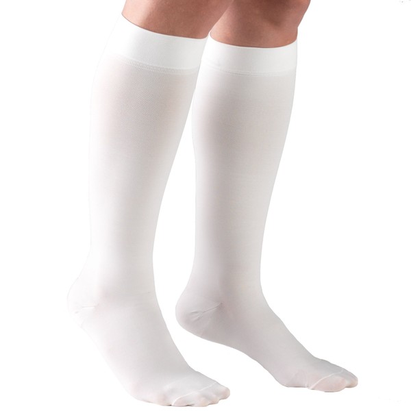 Truform 20-30 Mmhg Compression Stockings For Men And Women, Knee High Length, Closed Toe White, Pack of 1