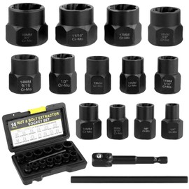 QWORK® 15-Piece Screw and Nut Remover Set, Screw Extractor, Ideal for Removing Rusty, Worn, Screws, Bolts
