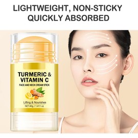 Barra reafirmante para el cuello, barra de crema iluminadora reafirmante de cúrcuma con vitamina C, piel del cuello profundamente hidratante, hidratante para apretar, suavizar las líneas finas (2Pcs)