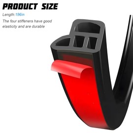 Bittwee Car Door Seal Strip, 16.40ft 4 Hole Soundproof Rubber Vehicle Sealing Stripping with Self Adhesive, Weatherstrip Automotive Seal Protector Accessories, Universal for Pickup Truck RV