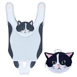 Marushin Eco Bag, Hanging and Hachiwale, Black and White Cat
