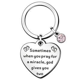 QMVMV Twin Mum Gifts Keyring Mum of Twins Gifts New Mum Gifts Christmas Birthday Gifts Mothers Day Gifts for Twin Mum