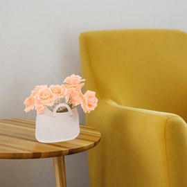 Purse Vase for Flowers, Clear Ceramics Bag Vase with Handle, Handbag Shape Vase Fish Bowl, Moon Shape Vase for Birthday Wedding, Home Garden Decor