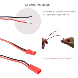 20 AWG Silicone Plug Connector for JST, SIM&NAT 2 Pin Battery Connector for JST RCY Plug Female Male Connectors Wire for RC Toys Battery, 5 Pairs