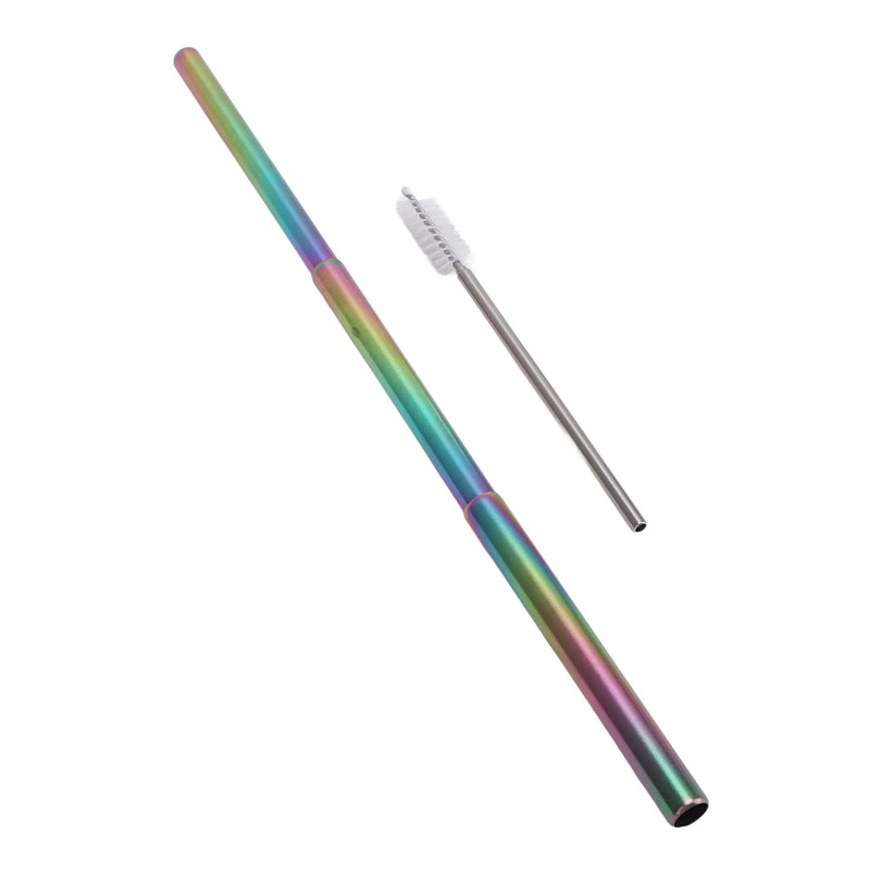 2Pcs Collapsible Metal Straw 304 Stainless Steel Drinking Travel Telescopic