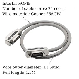 IEEE-488 GPIB Cable Male to Female Transfer Cable Metal Male for Data Transfer 1.5m