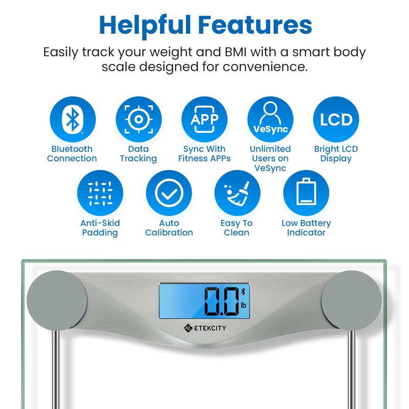 Etekcity Bathroom Scale for Body Weight BMI Scale, Upgraded Bluetooth