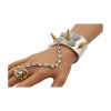 Unbranded Women Silver Metal Hand Chain Gold Spikes Bracelet Ring