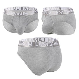 LANVIBUM Men's Briefs Modal 3-Pack Light Weight Men's Underwear with Contoured Pouch (US, Alpha, X-Large, Regular, Regular, Gray, Light Blue, Rifle Green)