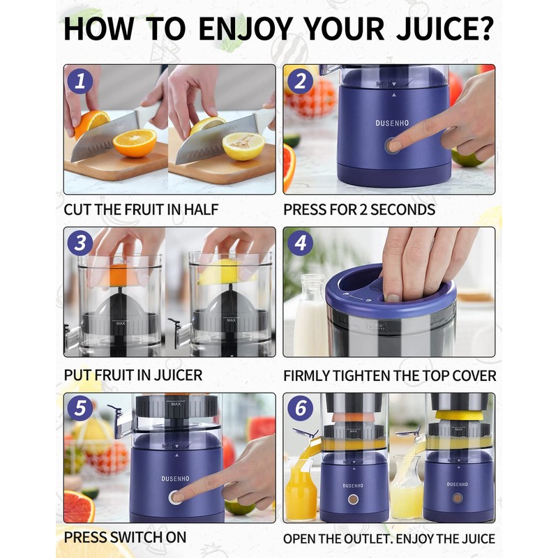 Citrus Juicer Machines Rechargeable - Portable Juicer with USB and