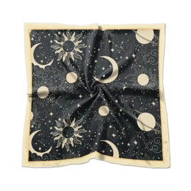 BHAHB Silk Feeling Scarf 27.5 Inches Large Square Satin Head Hair Wrap Fashion Cute Aesthetic Decoration for Women Girls-Sun Moon