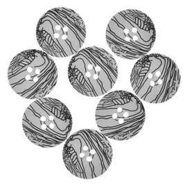Mibo Buttons & Accessories 8pcs Polyester White and Black Laserd Button - 4 Hole - Etched Marble Pattern - 32Line(20mm)