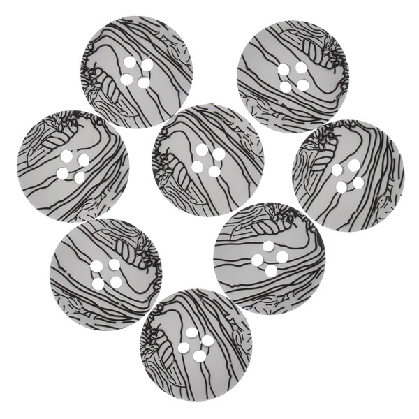 Mibo Buttons & Accessories 8pcs Polyester White and Black Laserd