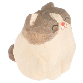 Mipcase Wooden Cat Figurine Decor Kitten Ornament for Home and Office Unique Cat Statue Family and Friends Rustic Design