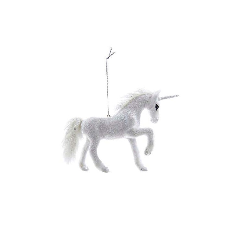 Frosted Kingdom White Plush Glittered Unicorn Christmas Ornament