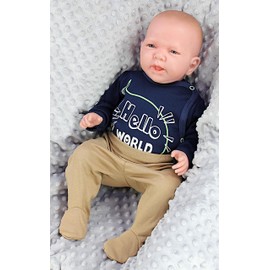 TupTam Baby Bodysuit Long Sleeve - Wrap Bodysuit Long Sleeve for Boys & Girls, Pack of 5, 100% Cotton, Oeko-Tex, Little Bro Blue Grey Bear Fox Beige