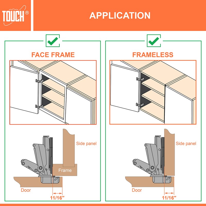 TOUCH Cabinet Hinges (1 Pair, 2 PCS) Face Frame 165